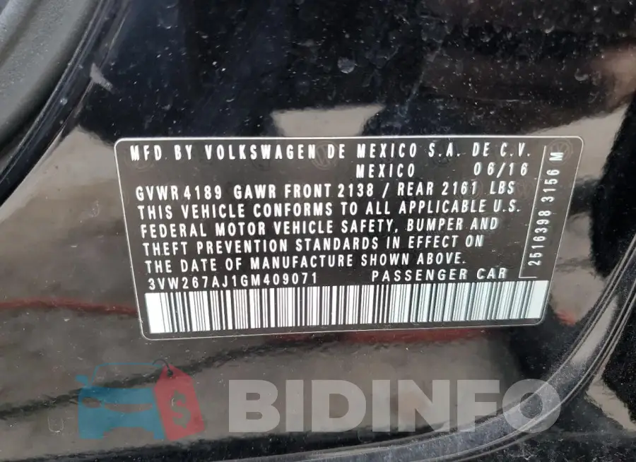 3VW267AJ1GM409071 Photo# 12