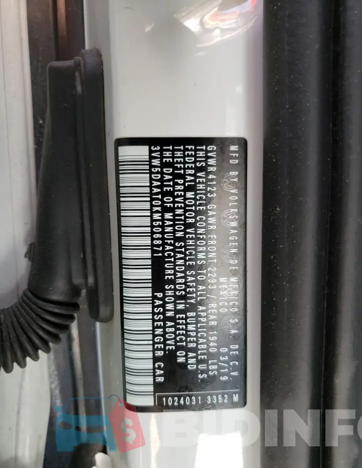 3VW5DAAT0KM506871 Photo# 13