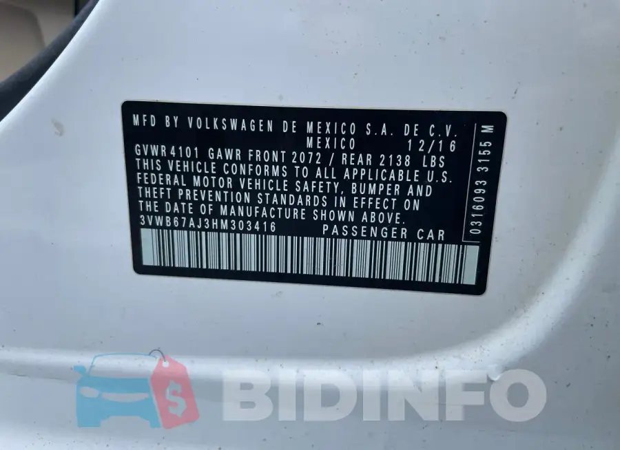 3VWB67AJ3HM303416 Photo# 10