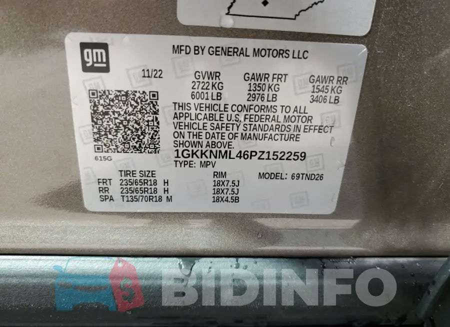 1GKKNML46PZ152259 Photo# 13