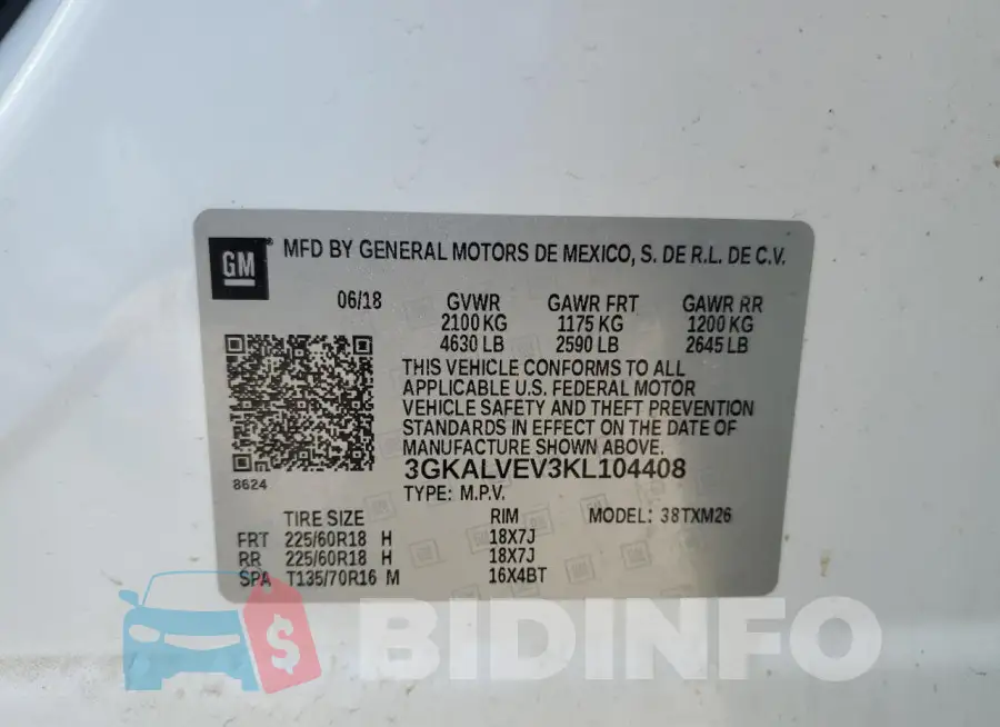 3GKALVEV3KL104408 Photo# 13