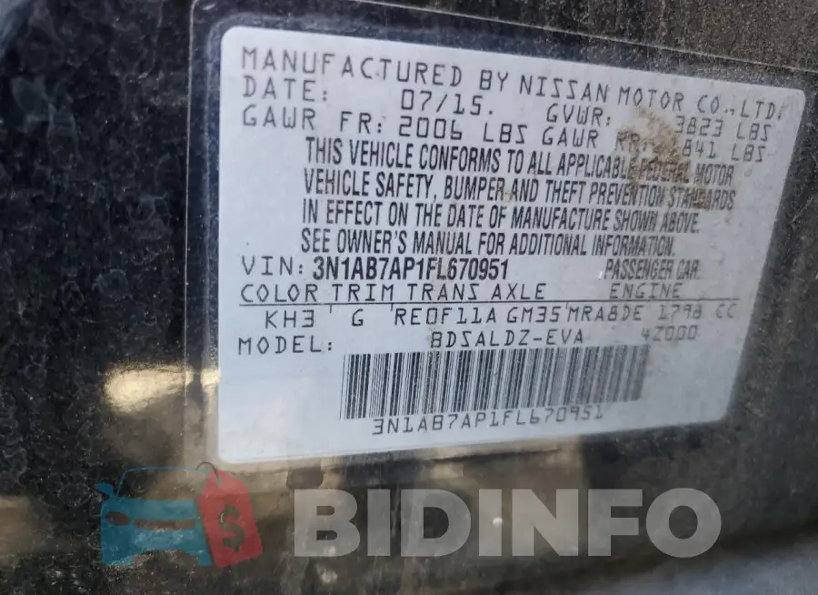 3N1AB7AP1FL670951 Photo# 12