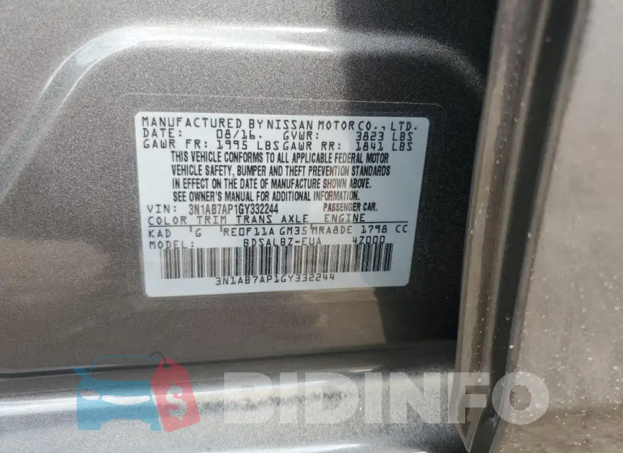 3N1AB7AP1GY332244 Photo# 12