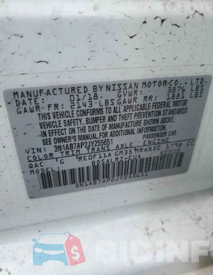3N1AB7AP2JY255651 Photo# 12