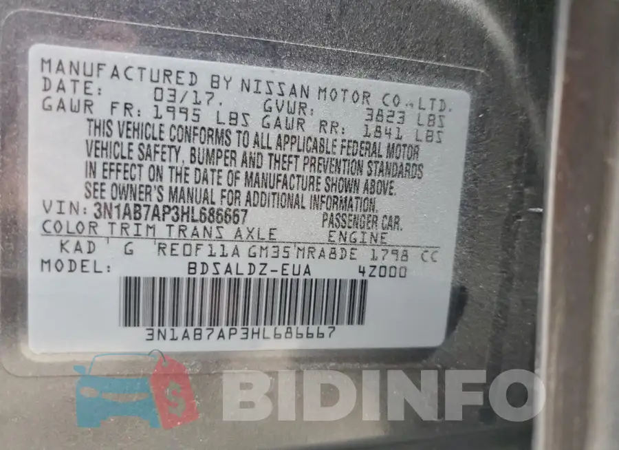 3N1AB7AP3HL686667 Photo# 12