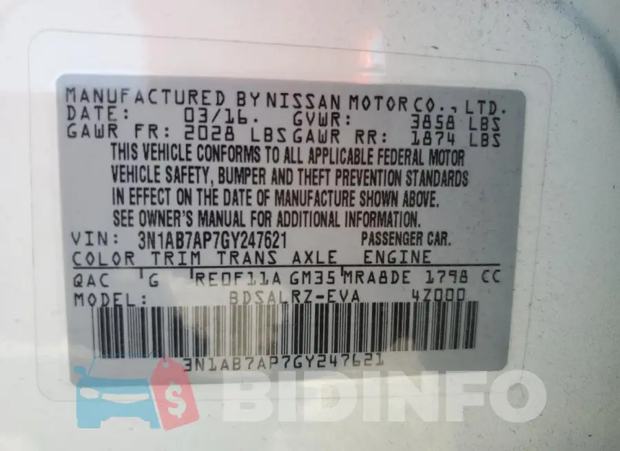 3N1AB7AP7GY247621 Photo# 12