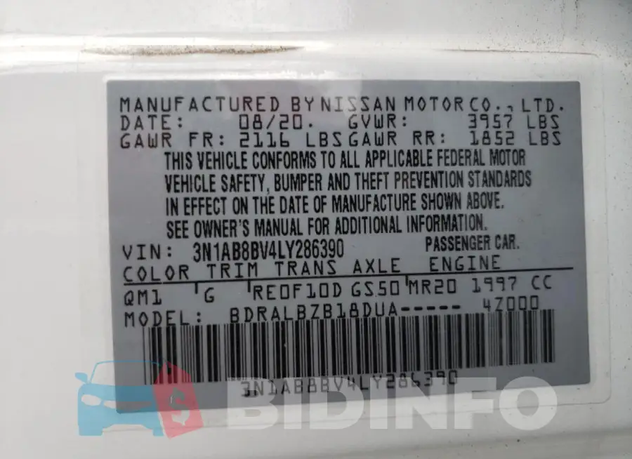3N1AB8BV4LY286390 Photo# 13