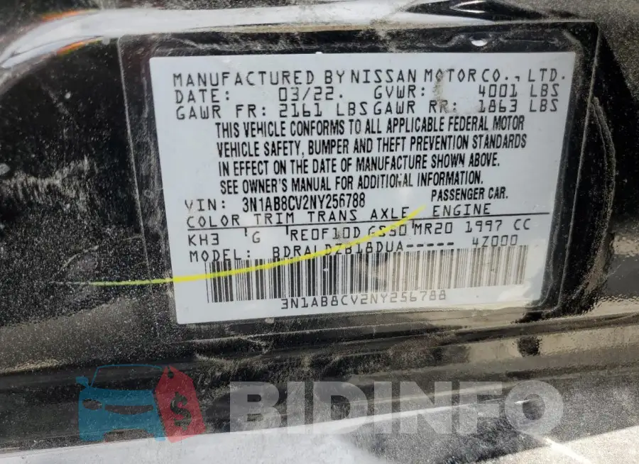 3N1AB8CV2NY256788 Photo# 13