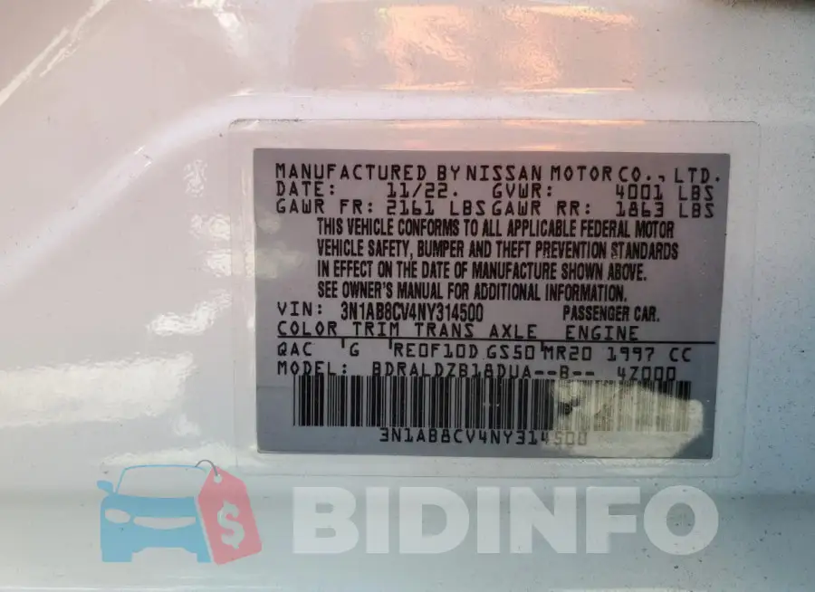 3N1AB8CV4NY314500 Photo# 12