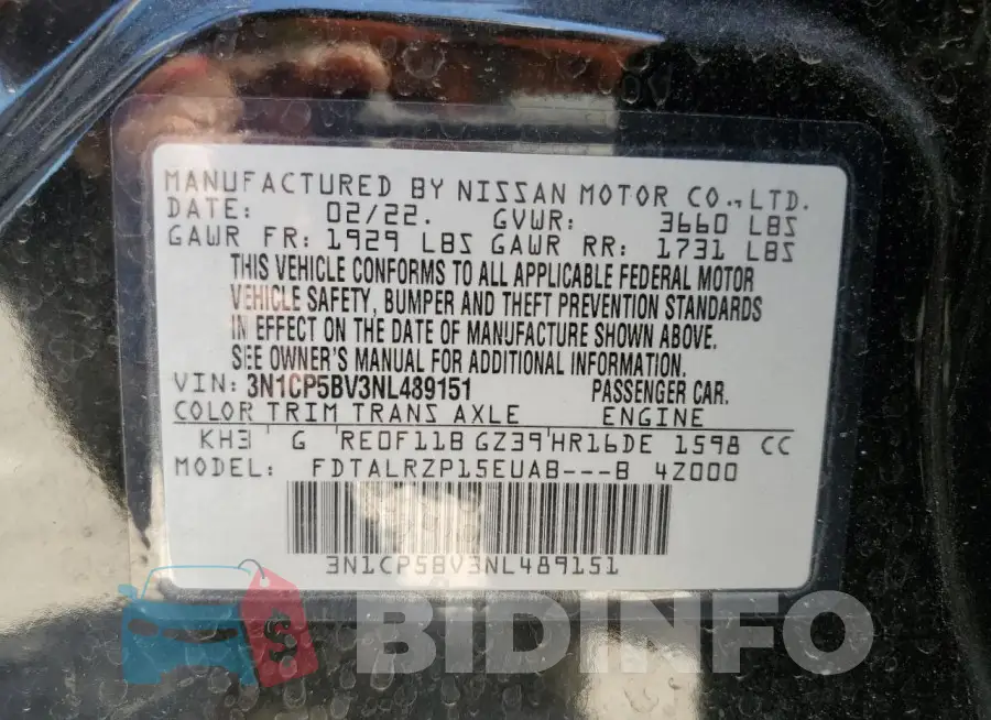 3N1CP5BV3NL489151 Photo# 12