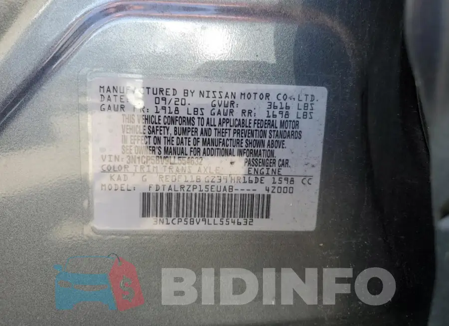 3N1CP5BV9LL554632 Photo# 12