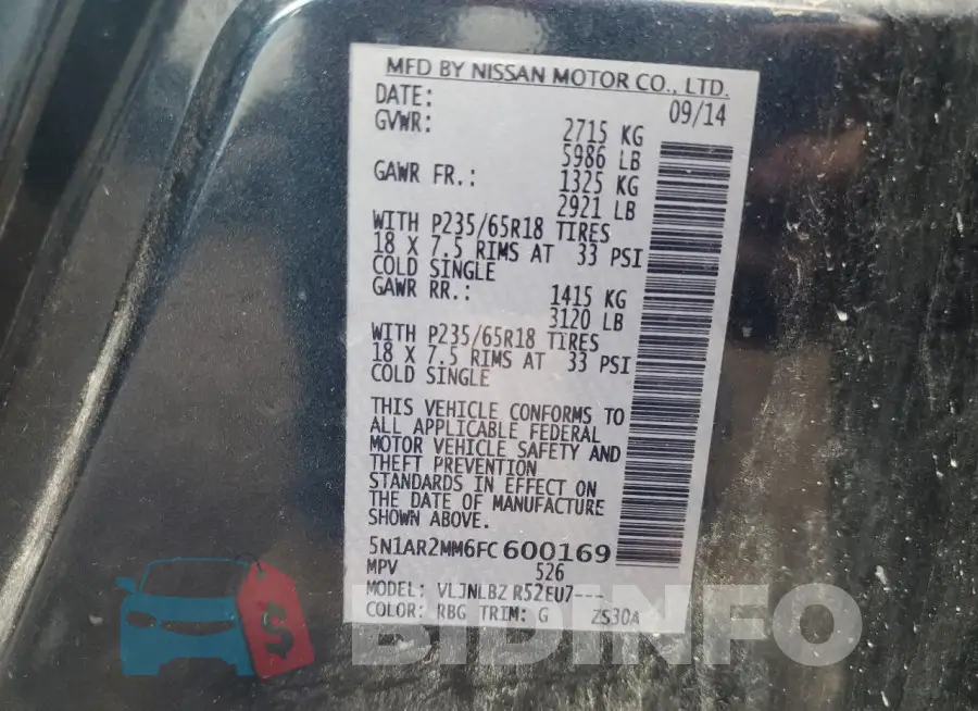 5N1AR2MM6FC600169 Photo# 13