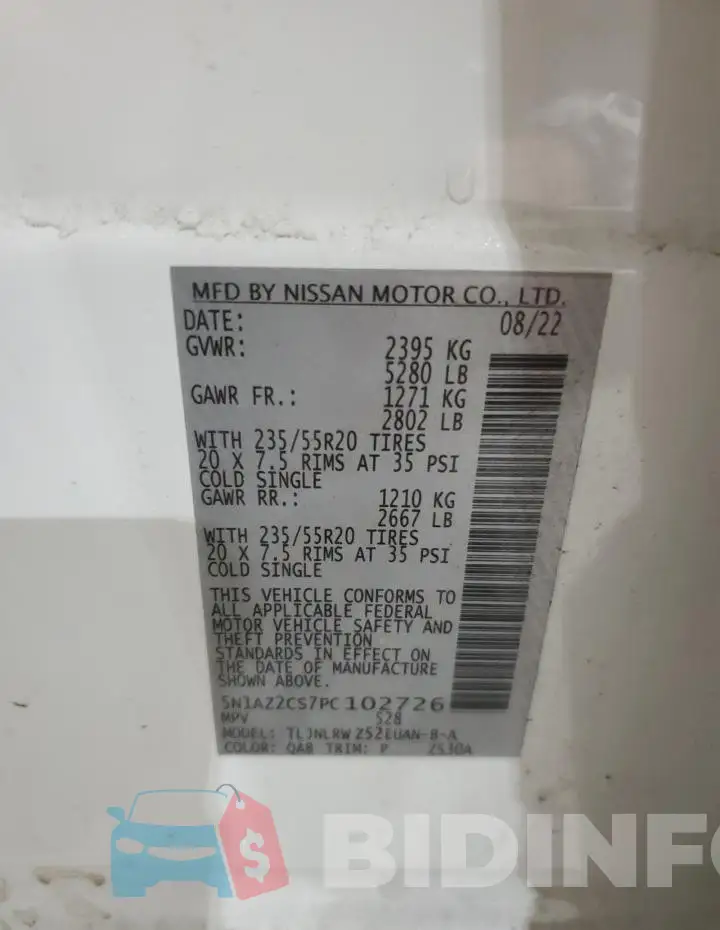 5N1AZ2CS7PC102726 Photo# 13
