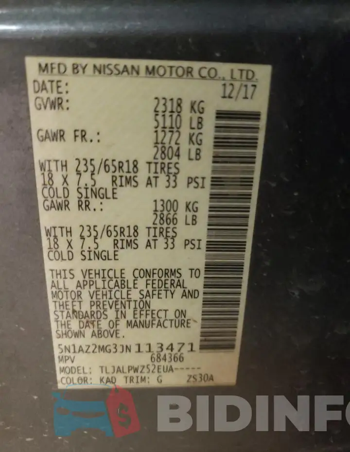 5N1AZ2MG3JN113471 Photo# 13