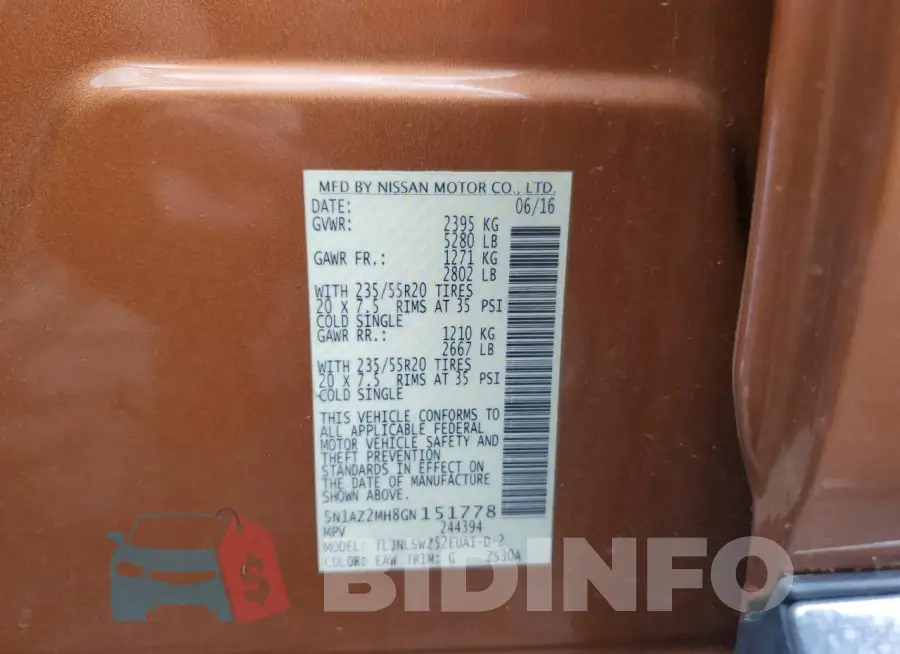 5N1AZ2MH8GN151778 Photo# 13