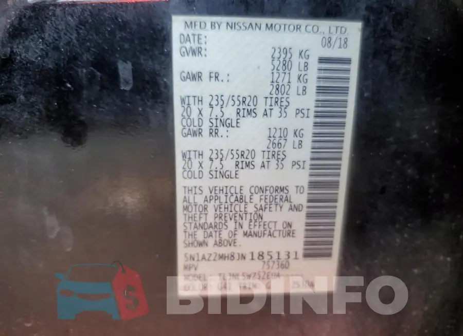 5N1AZ2MH8JN185131 Photo# 12