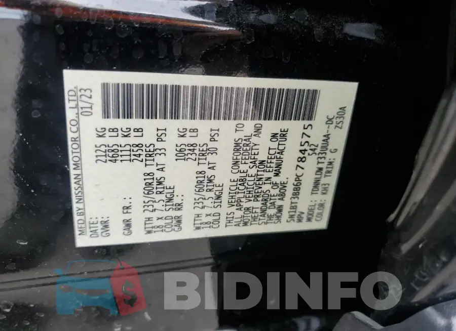5N1BT3BB6PC784575 Photo# 14