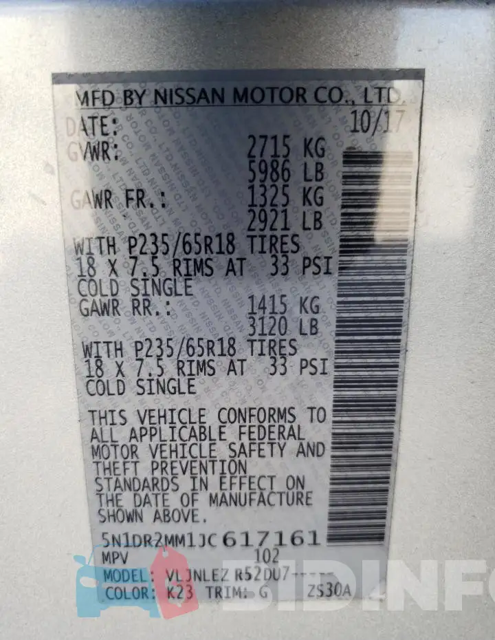 5N1DR2MM1JC617161 Photo# 13