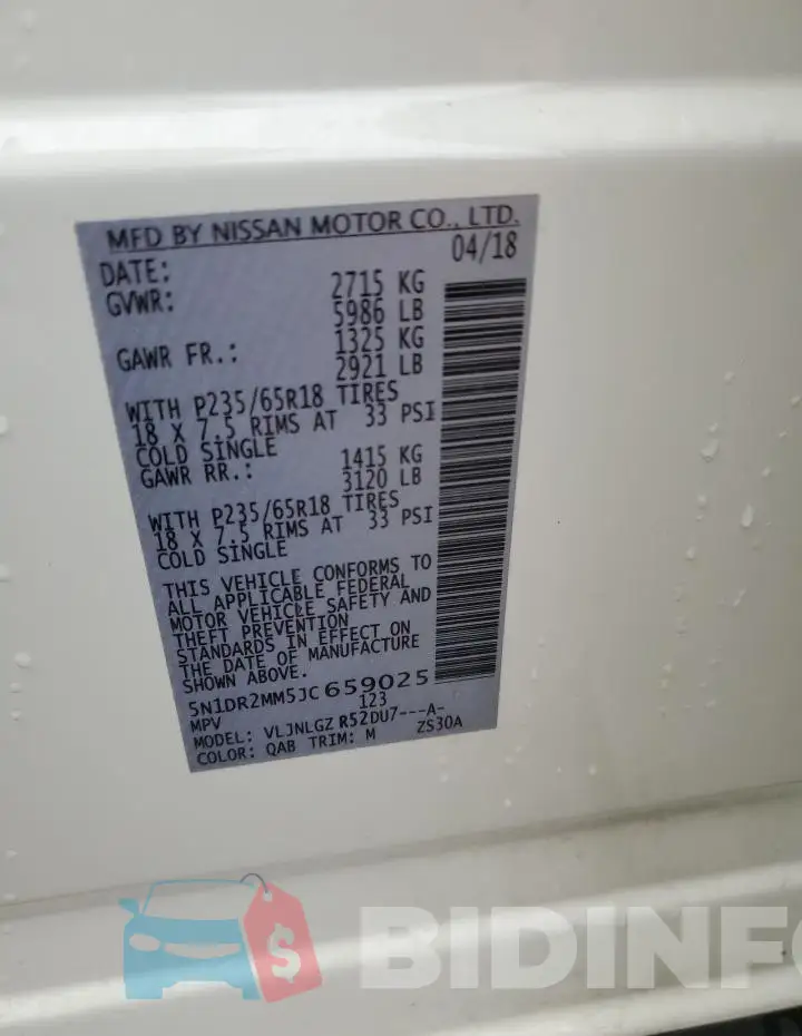 5N1DR2MM5JC659025 Photo# 14