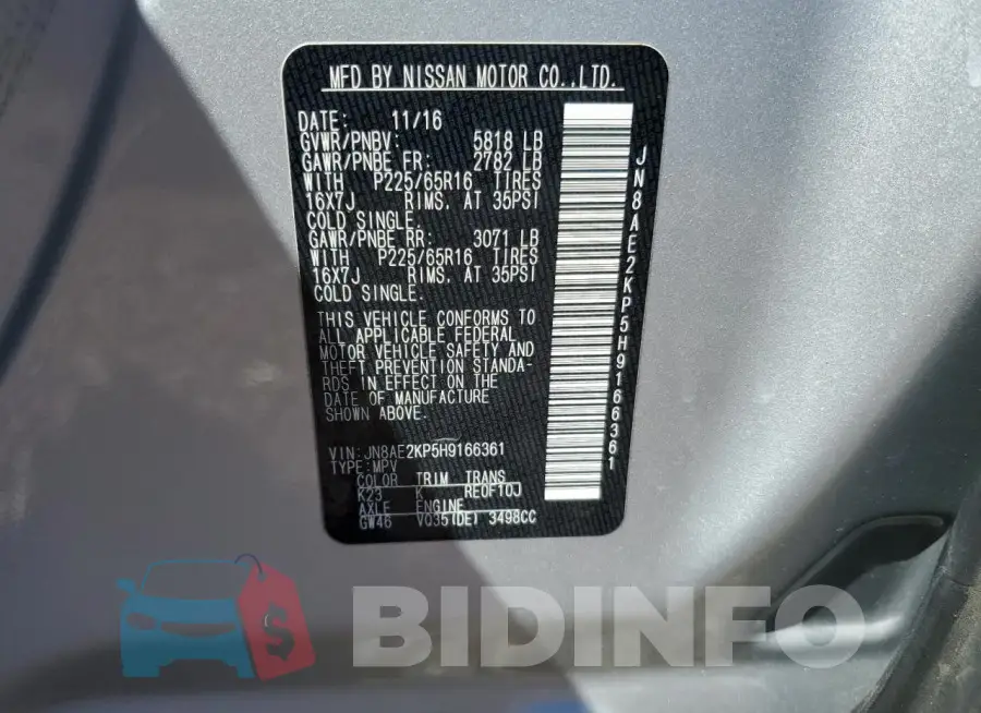 JN8AE2KP5H9166361 Photo# 12