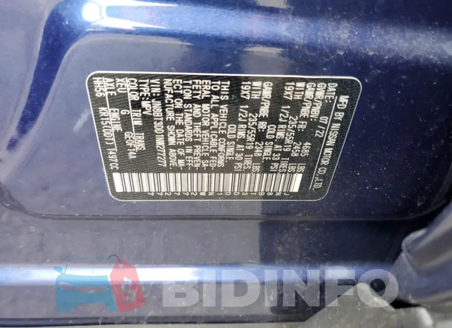 JN8BT3DD1NW277277 Photo# 13