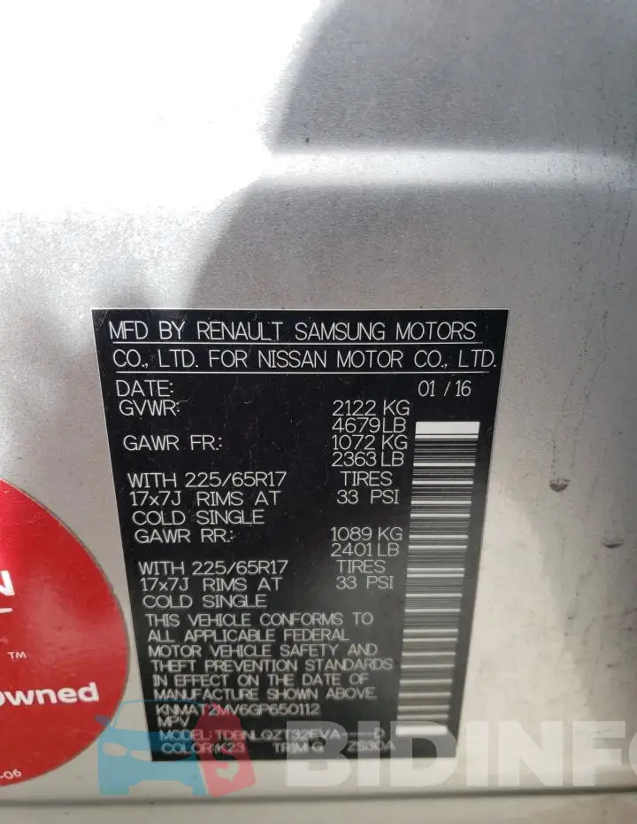 KNMAT2MV6GP650112 Photo# 13
