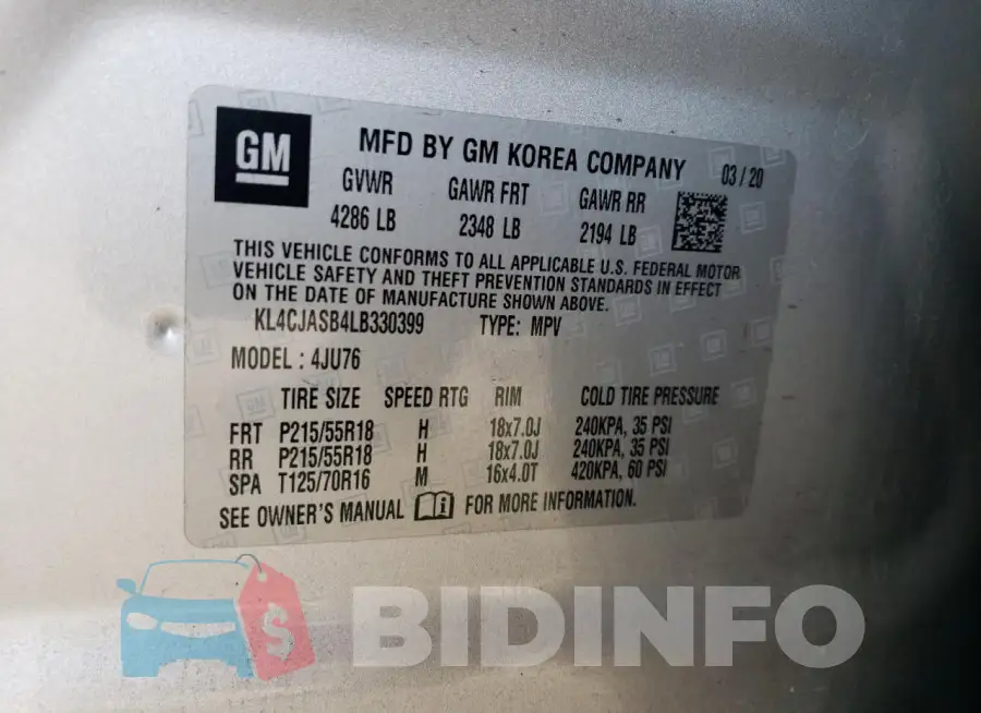 KL4CJASB4LB330399 Photo# 12
