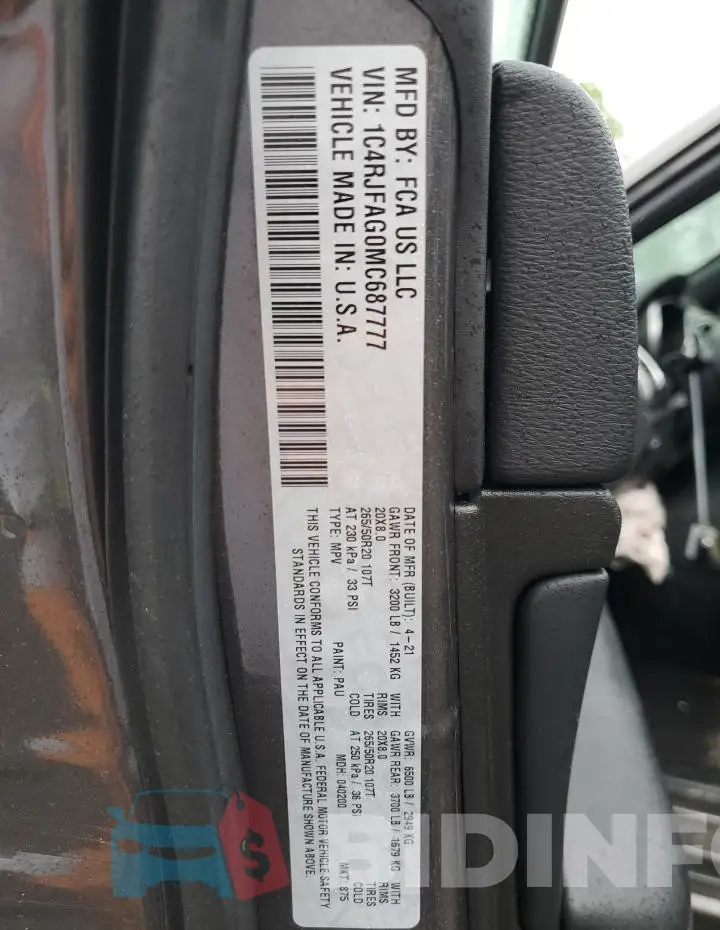 1C4RJFAG0MC687777 Photo# 13