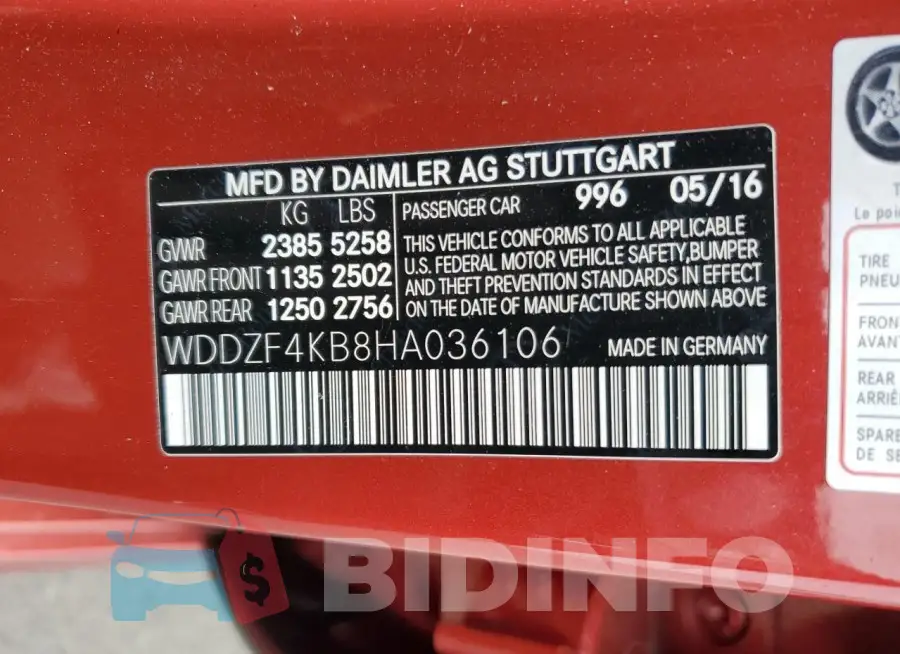 WDDZF4KB8HA036106 Photo# 12