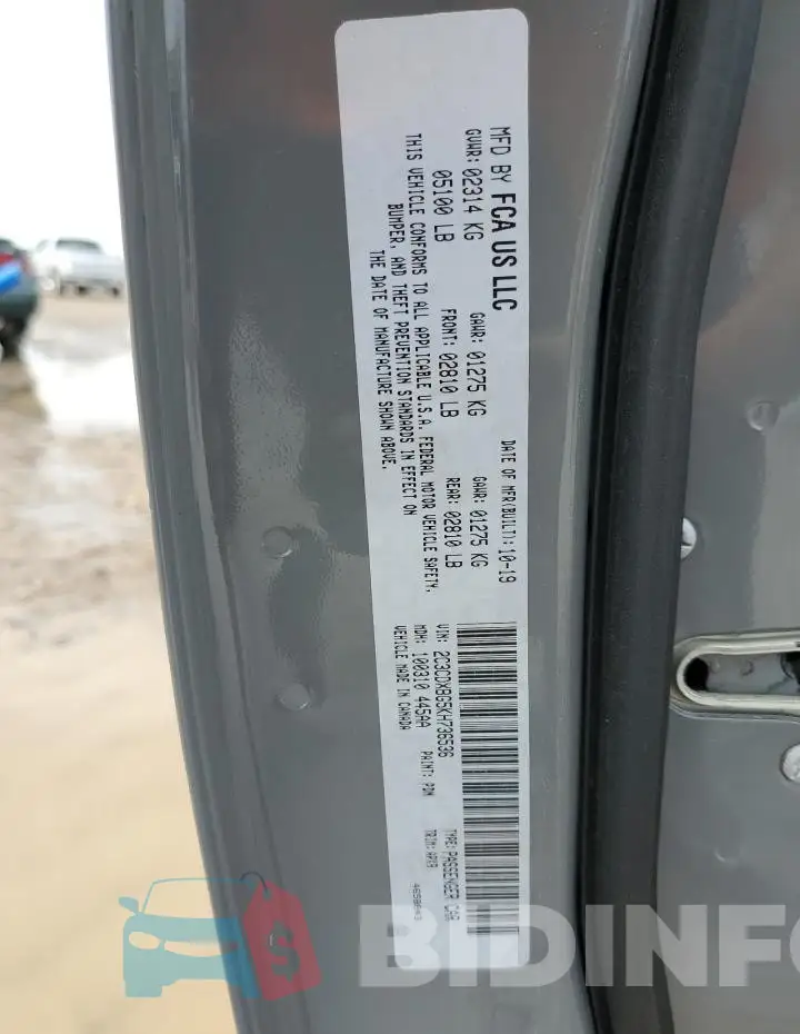 2C3CDXBG5KH736536 Photo# 13
