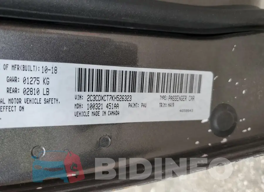 2C3CDXCT7KH526323 Photo# 12