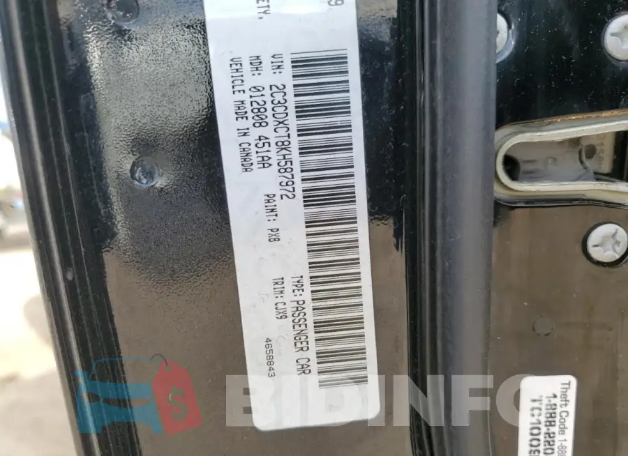 2C3CDXCT8KH587972 Photo# 12