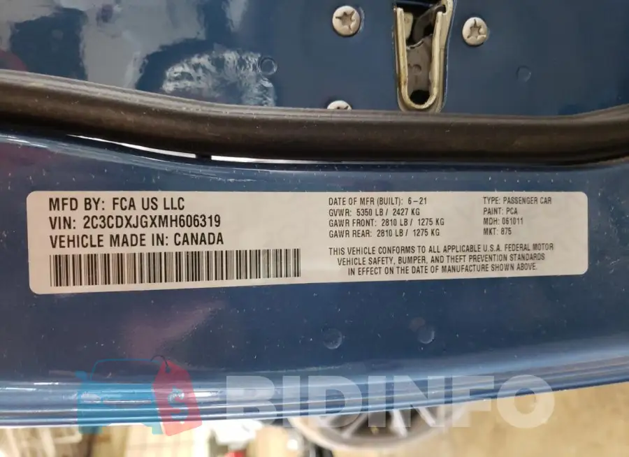 2C3CDXJGXMH606319 Photo# 12