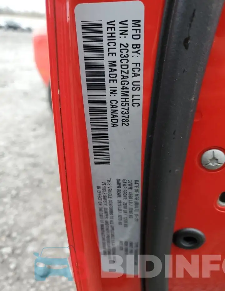 2C3CDZAG4MH573782 Photo# 12