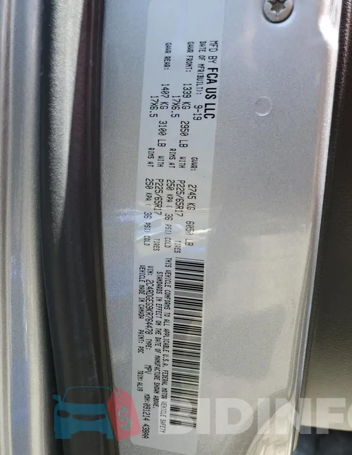 2C4RDGEG9KR764478 Photo# 13