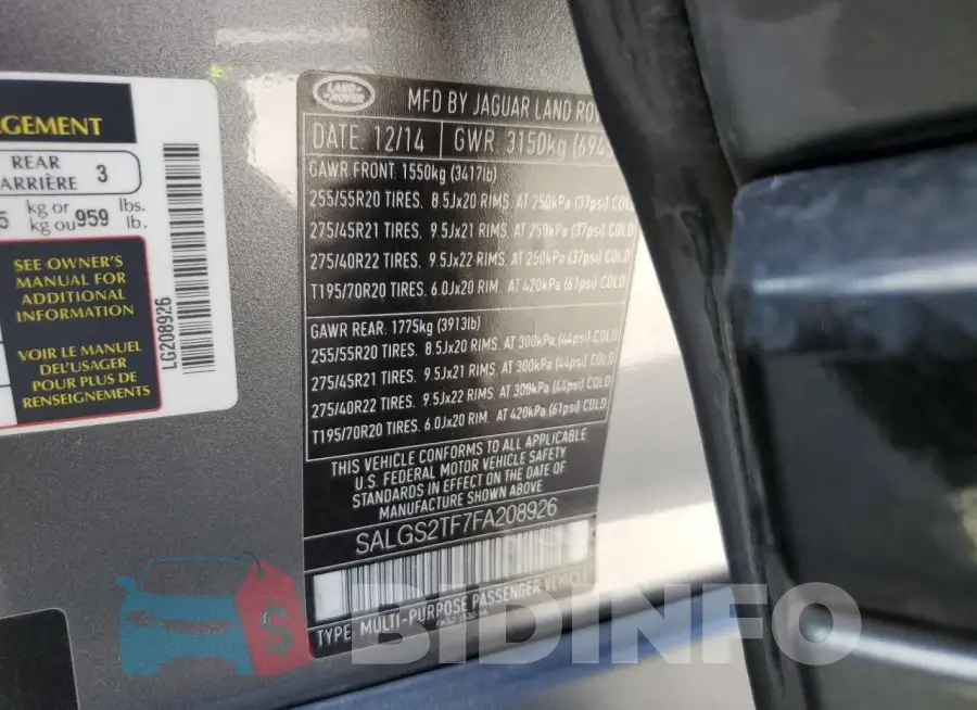 SALGS2TF7FA208926 Photo# 13