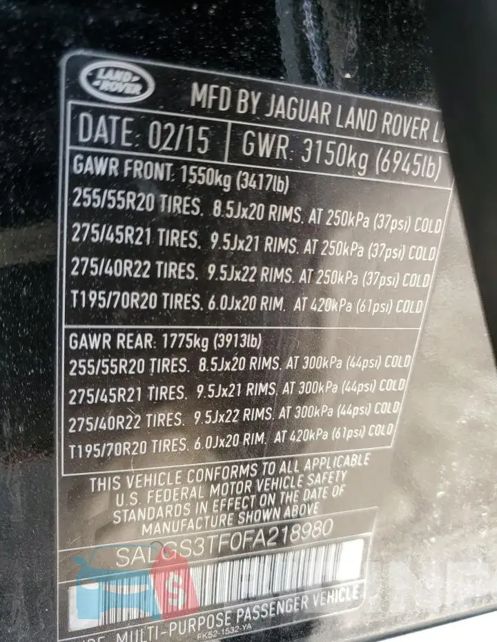 SALGS3TF0FA218980 Photo# 12