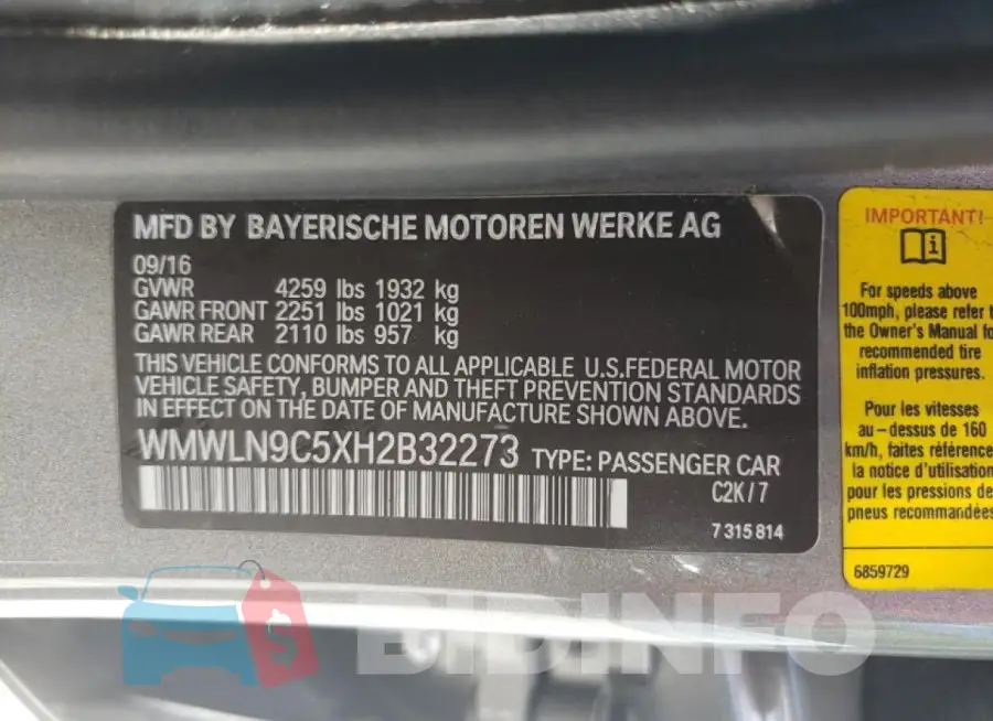 WMWLN9C5XH2B32273 Photo# 12