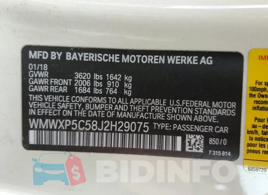 WMWXP5C58J2H29075 Photo# 12