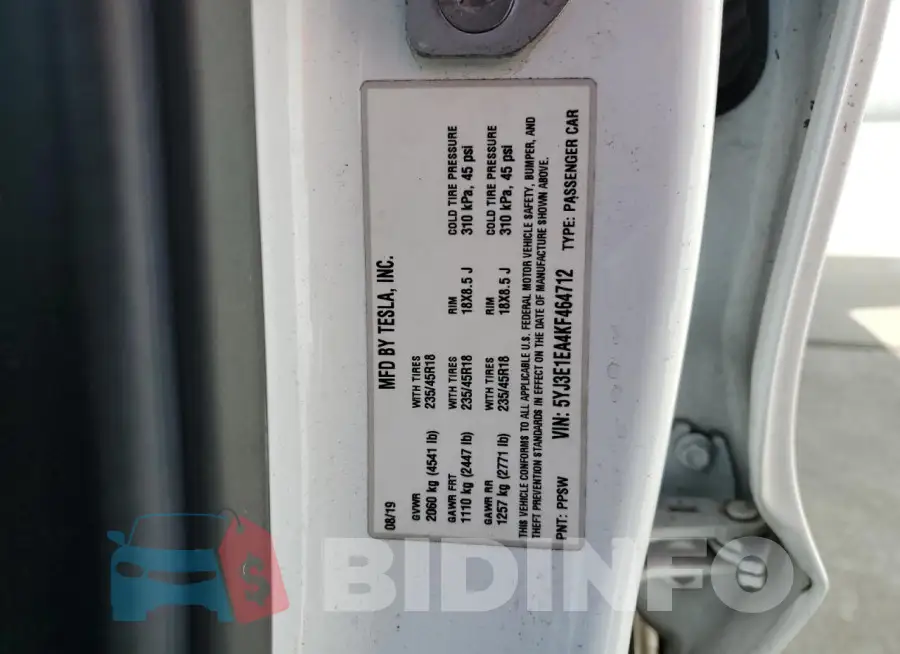 5YJ3E1EA4KF464712 Photo# 12