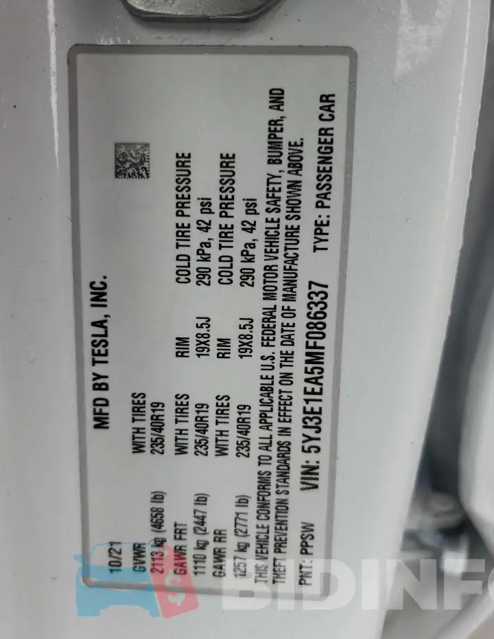 5YJ3E1EA5MF086337 Photo# 13
