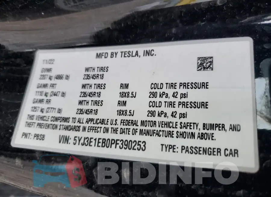5YJ3E1EB0PF390253 Photo# 12