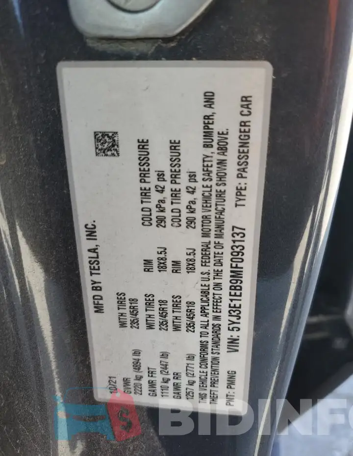 5YJ3E1EB9MF093137 Photo# 12