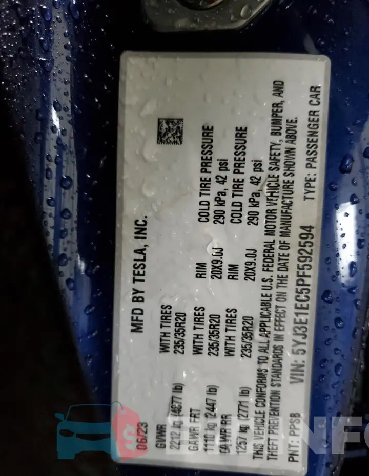 5YJ3E1EC5PF592594 Photo# 13