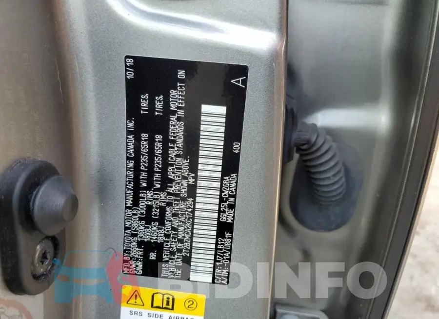 2T2BZMCA2KC174294 Photo# 14