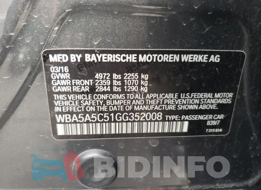 WBA5A5C51GG352008 Photo# 12