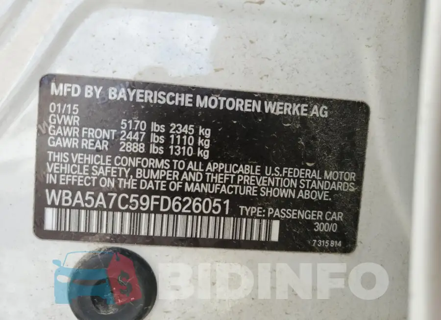 WBA5A7C59FD626051 Photo# 12