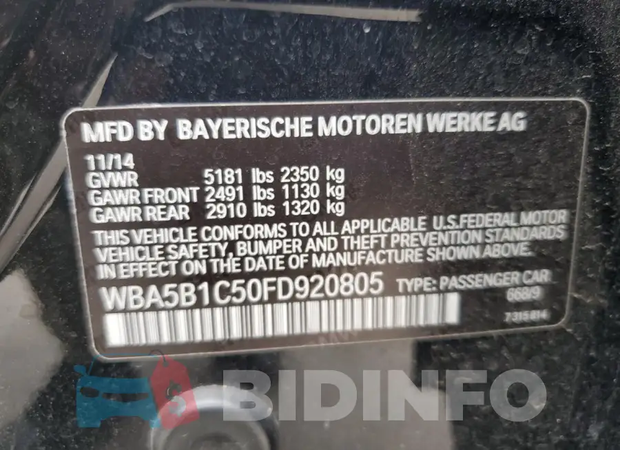 WBA5B1C50FD920805 Photo# 12