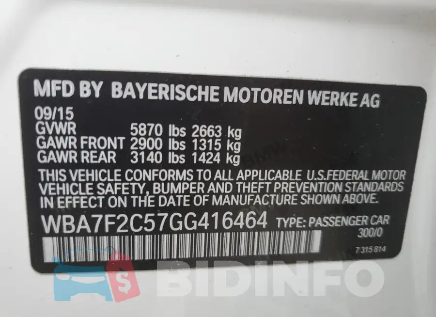 WBA7F2C57GG416464 Photo# 13