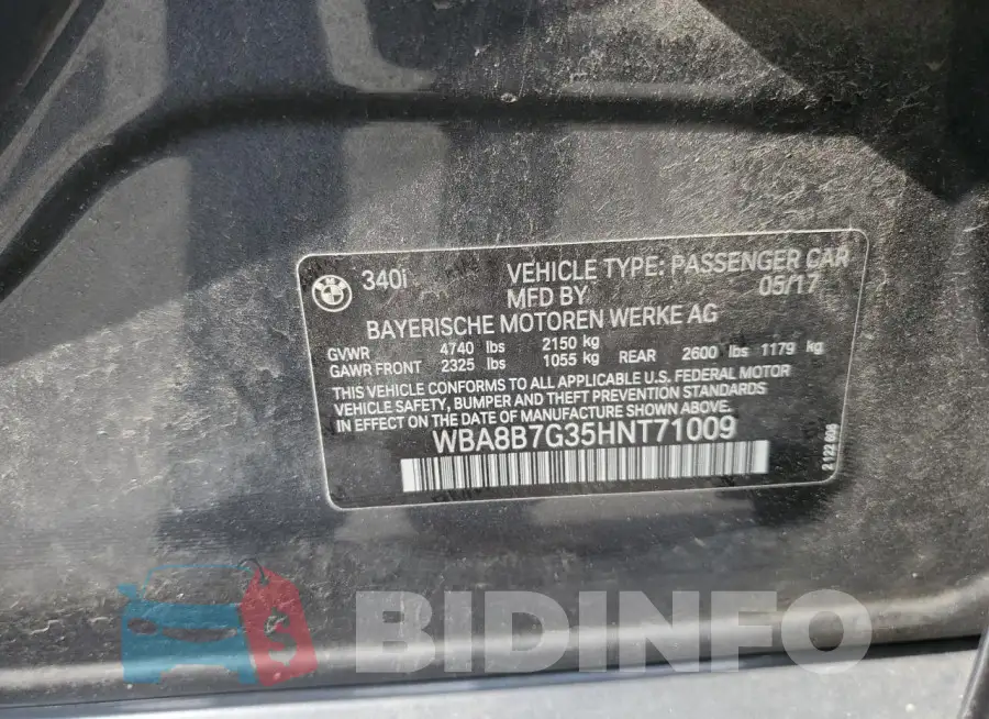WBA8B7G35HNT71009 Photo# 12